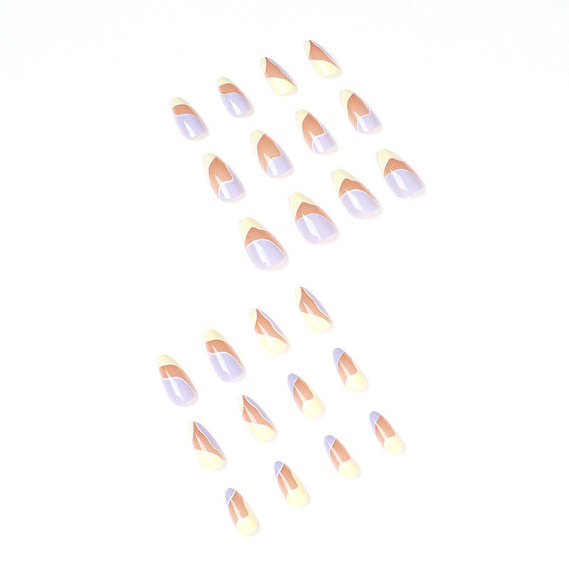 Artful Nail Extensions with Wave Design and Colorful Accents Bowlift