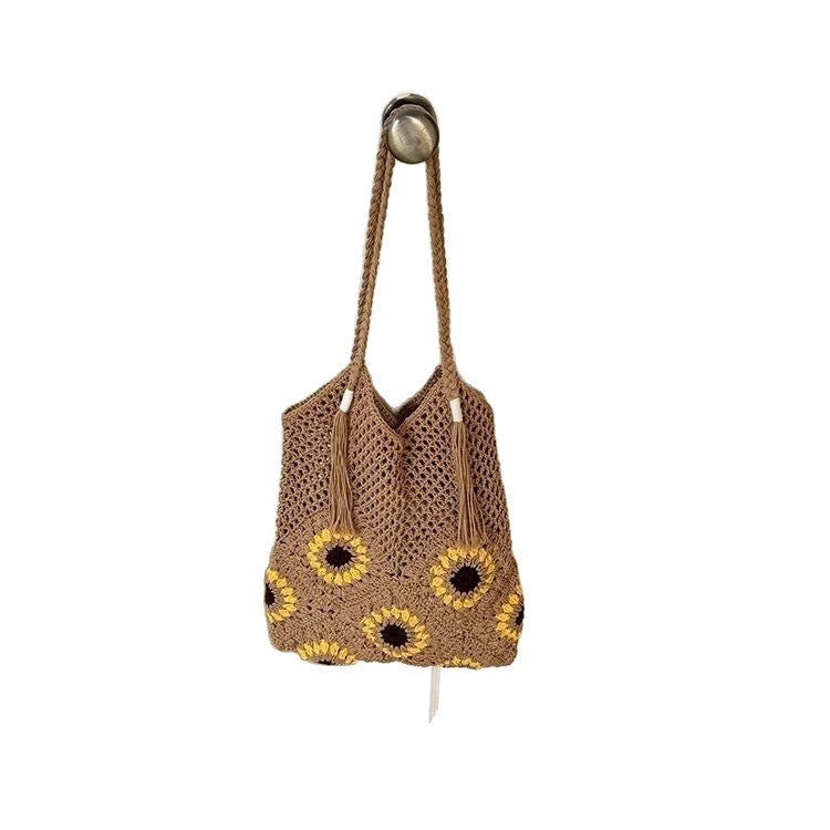 Macrame shopping bag with sunflower pattern Bowlift