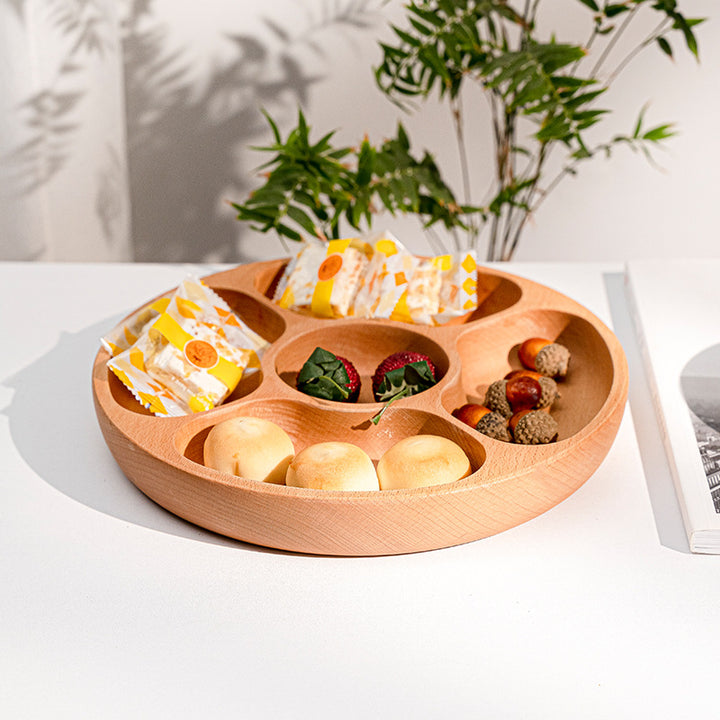 Elegant Beef Serving Plate with Four Compartments Made of High-Quality Wood Bowlift