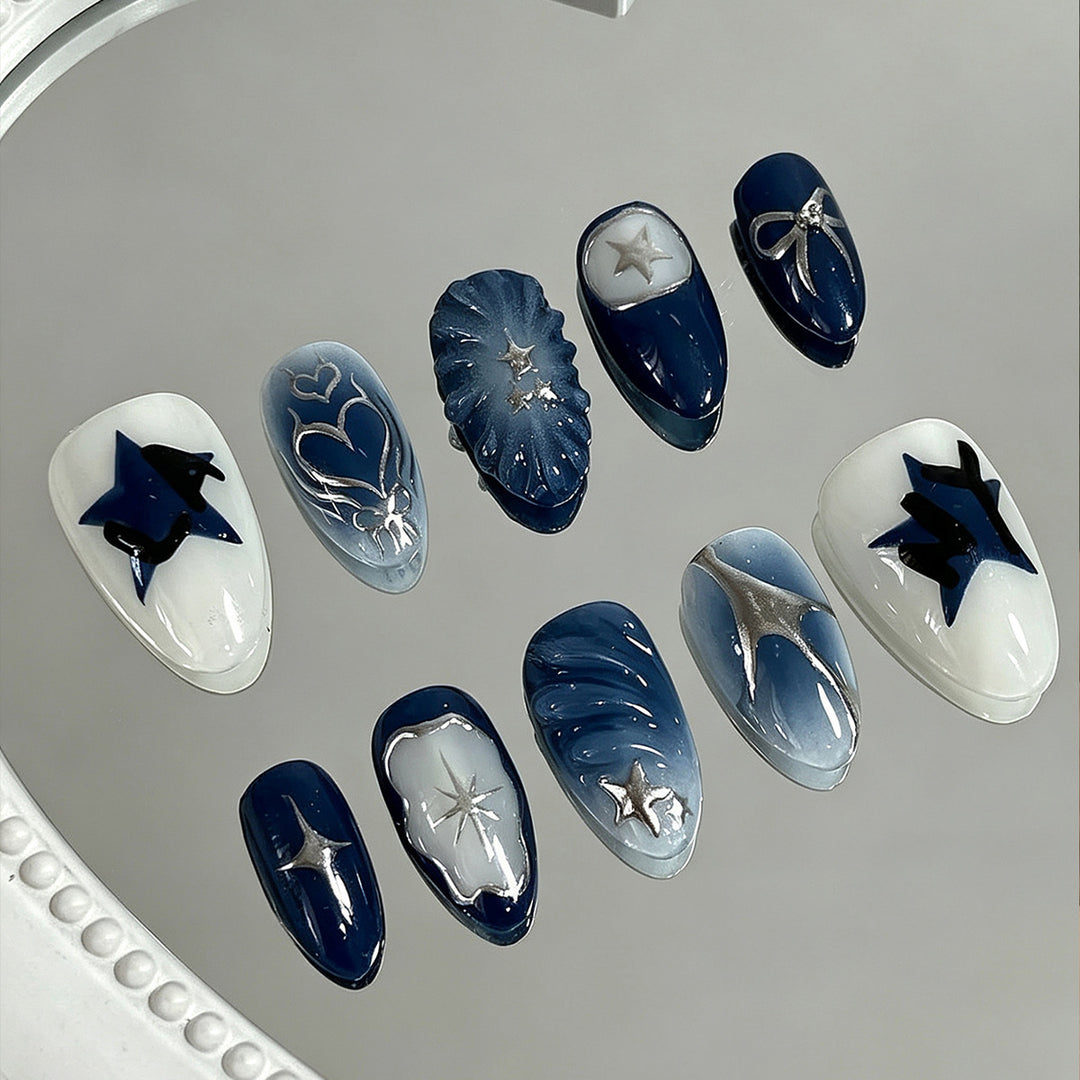 Acrylic nail set with stylish designs Bowlift