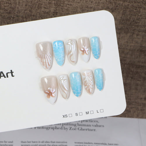 Ocean-Inspired Press-On Nail Art Set Bowlift