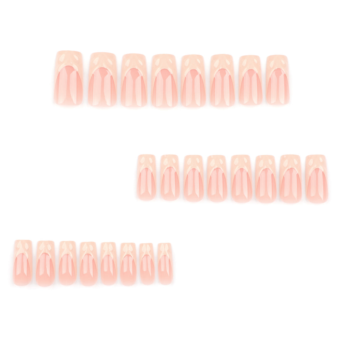 Artificial High-Quality Nail Extensions with Floral Design and Glossy Finish Bowlift