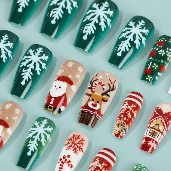 Artificial Nails Set with Festive Christmas Designs Bowlift