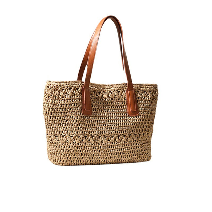 Braided straw bag with sturdy leather handles Bowlift