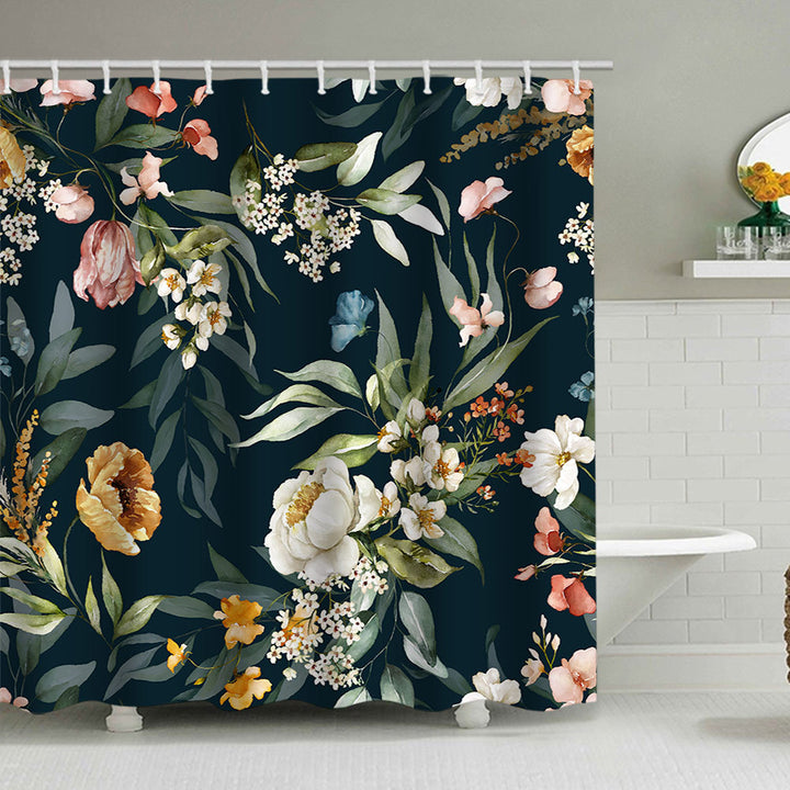 Floral Print Shower Curtain Bowlift
