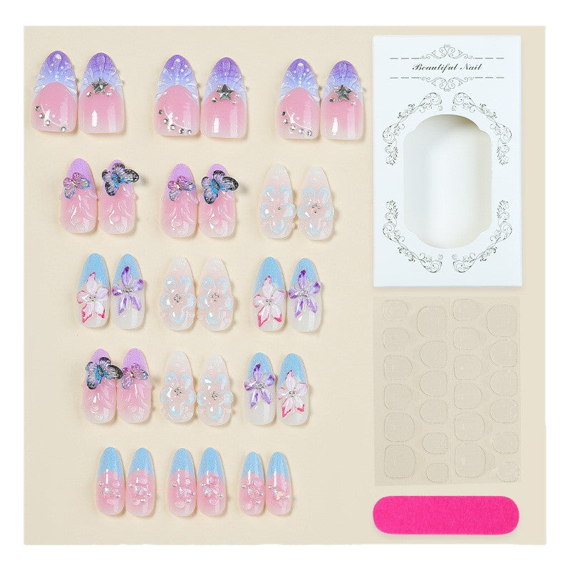 Premium Floral Design Press-On Nail Set Bowlift