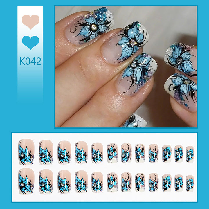 Artificial nails with floral details Bowlift