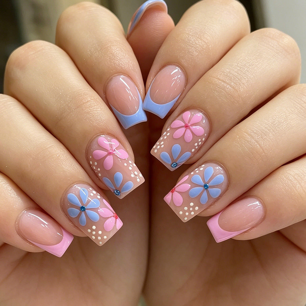 Artistic Floral Press-On Nail Tips Bowlift