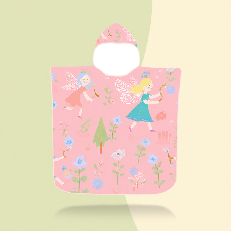 colorful hooded poncho with robot motif Bowlift