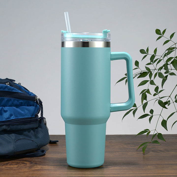 Women High-Quality Thermo Mug with Practical Carrying Handle and Integrated Straw Bowlift