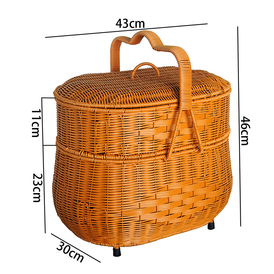 Women's Handcrafted Storage Basket with Lid and Carry Handle Bowlift