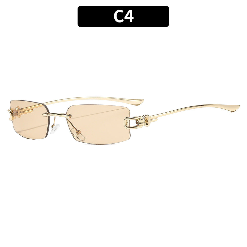 Sleek Slim Rectangle Frame Sunglasses