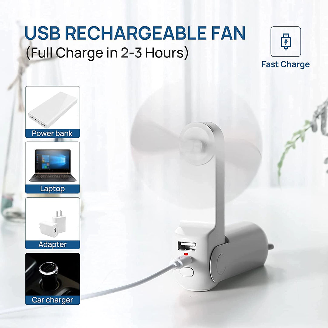 Unisex One Size Foldable Rechargeable Hand Fan with Integrated Power Bank and Dual USB Charging Ports Bowlift