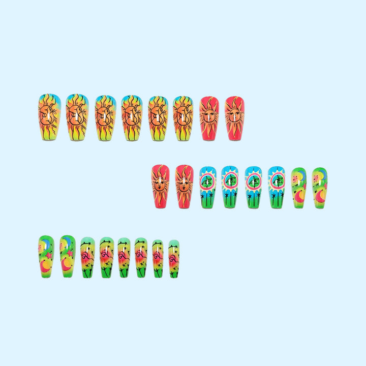 Creative neon-themed art nails with fantastic patterns Bowlift