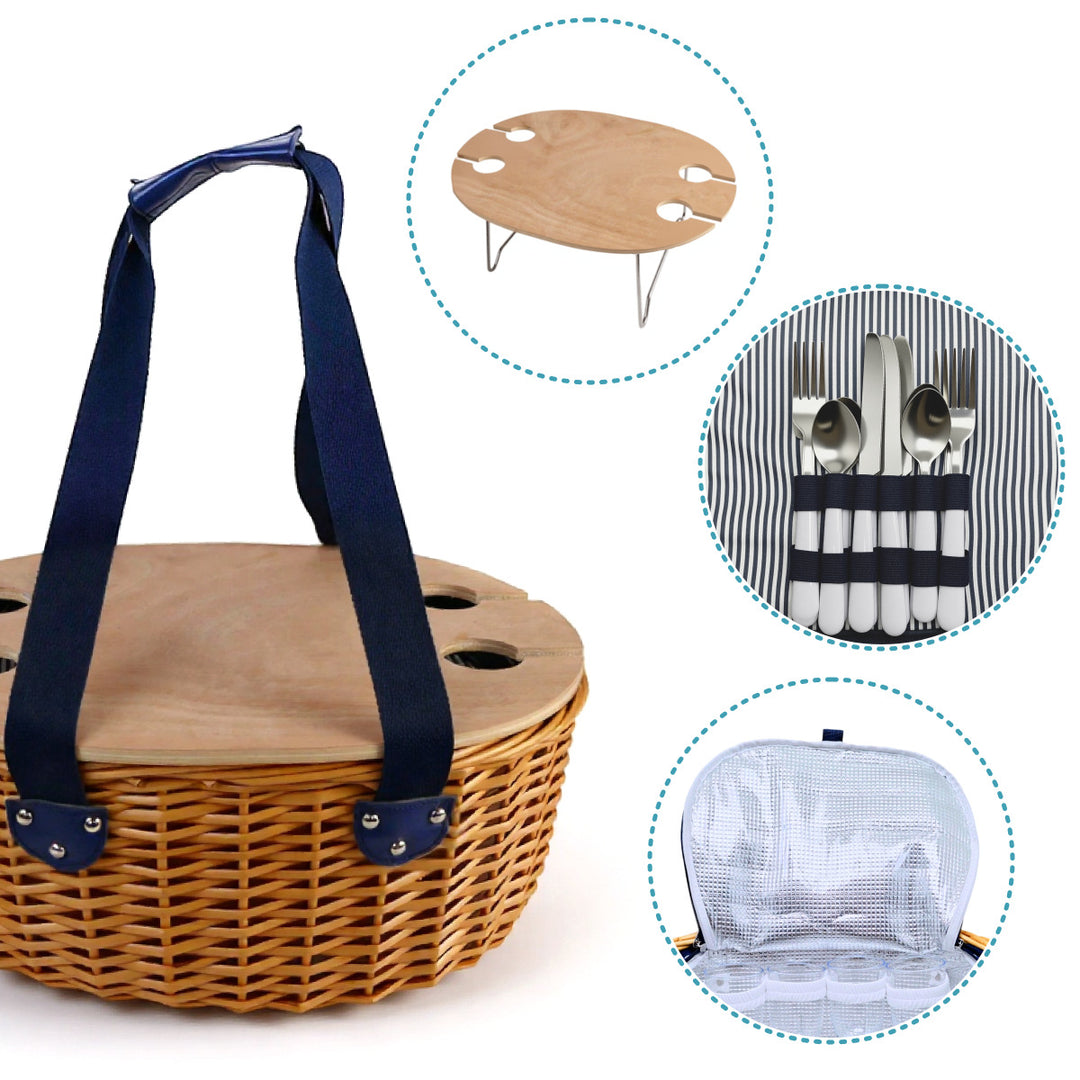 Women’s picnic basket with removable wooden lid and sturdy handles Bowlift