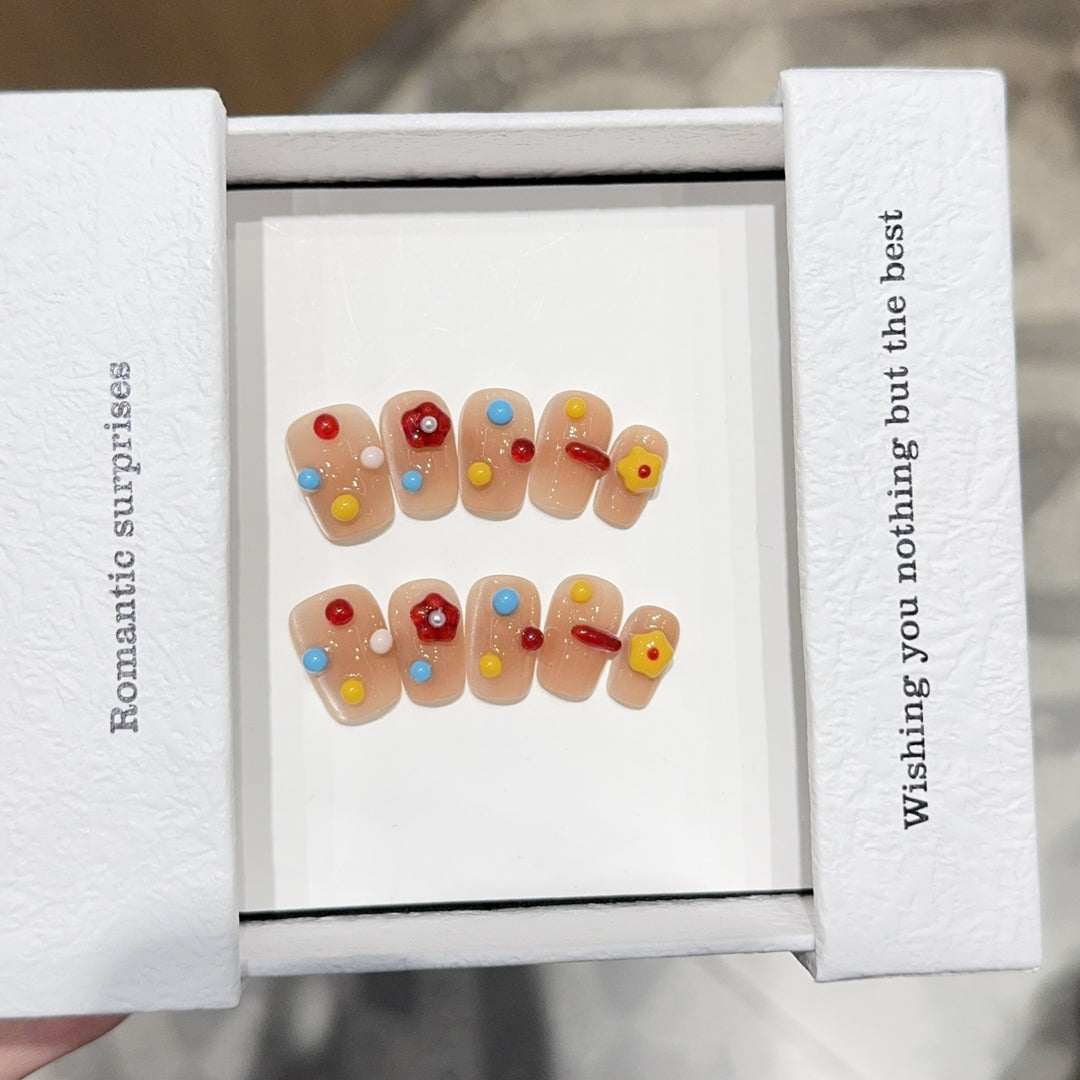 Artificial nails with colorful 3D accents Bowlift