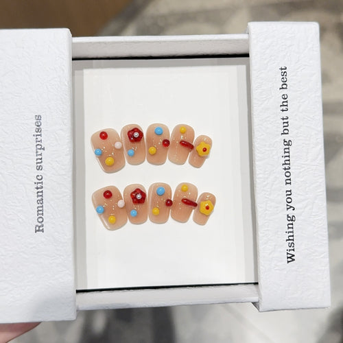 Artificial nails with colorful 3D accents Bowlift