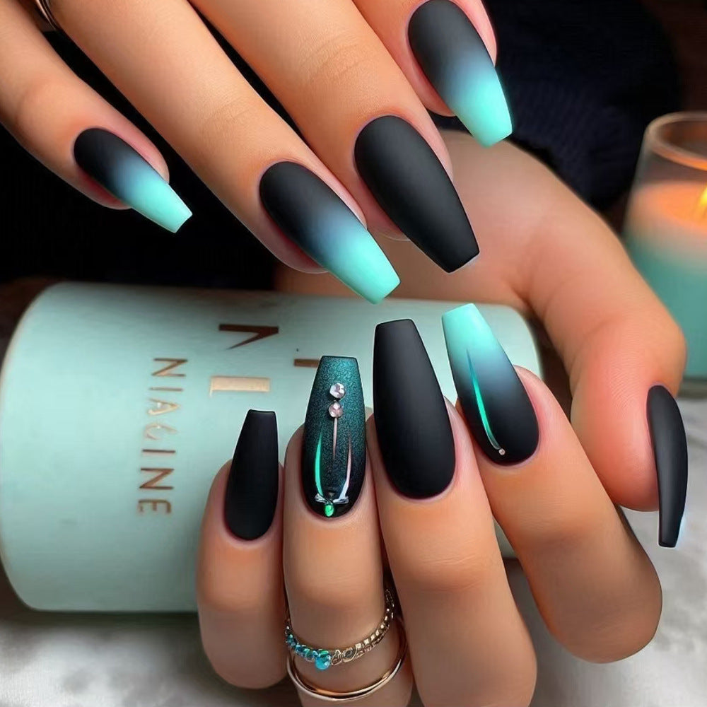 Matte Ombre Press-On Nail Design Bowlift