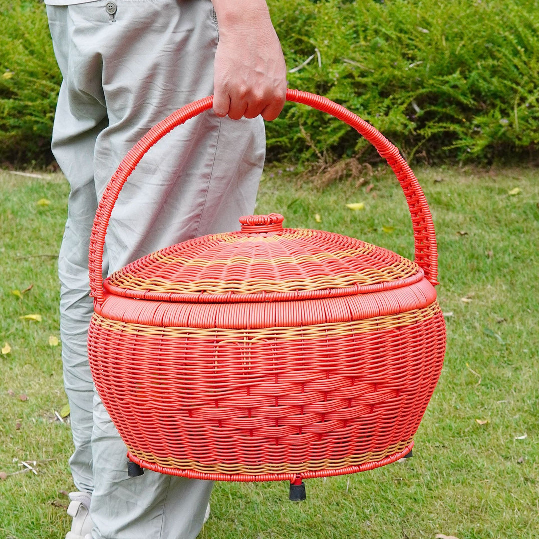 Women Rattan Storage Basket with Lid Bowlift