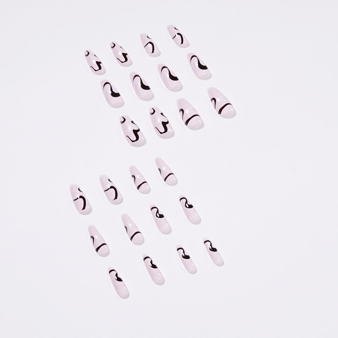 Artful nail extensions with elegant curved patterns Bowlift