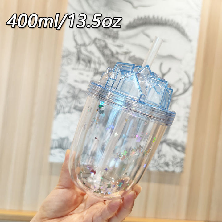 Women's Glittering Drinking Cups with Straw Bowlift