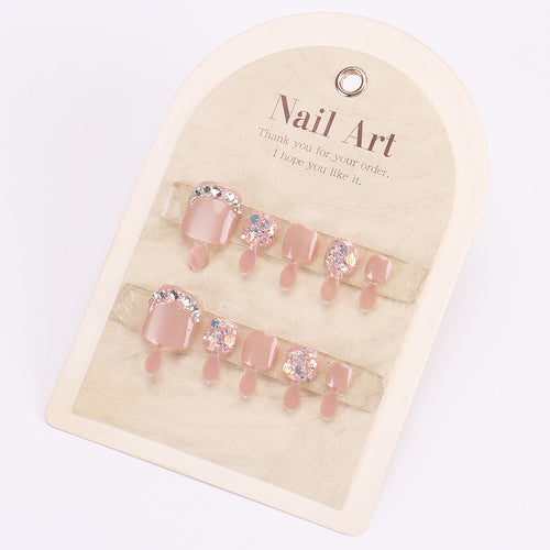 Decorative Rhinestone-Embellished Press-On Nail Set Bowlift