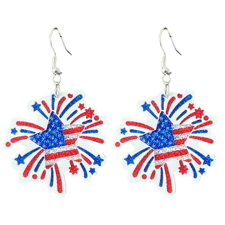 Women's shimmering statement earrings with star and fireworks design made of acrylic Bowlift