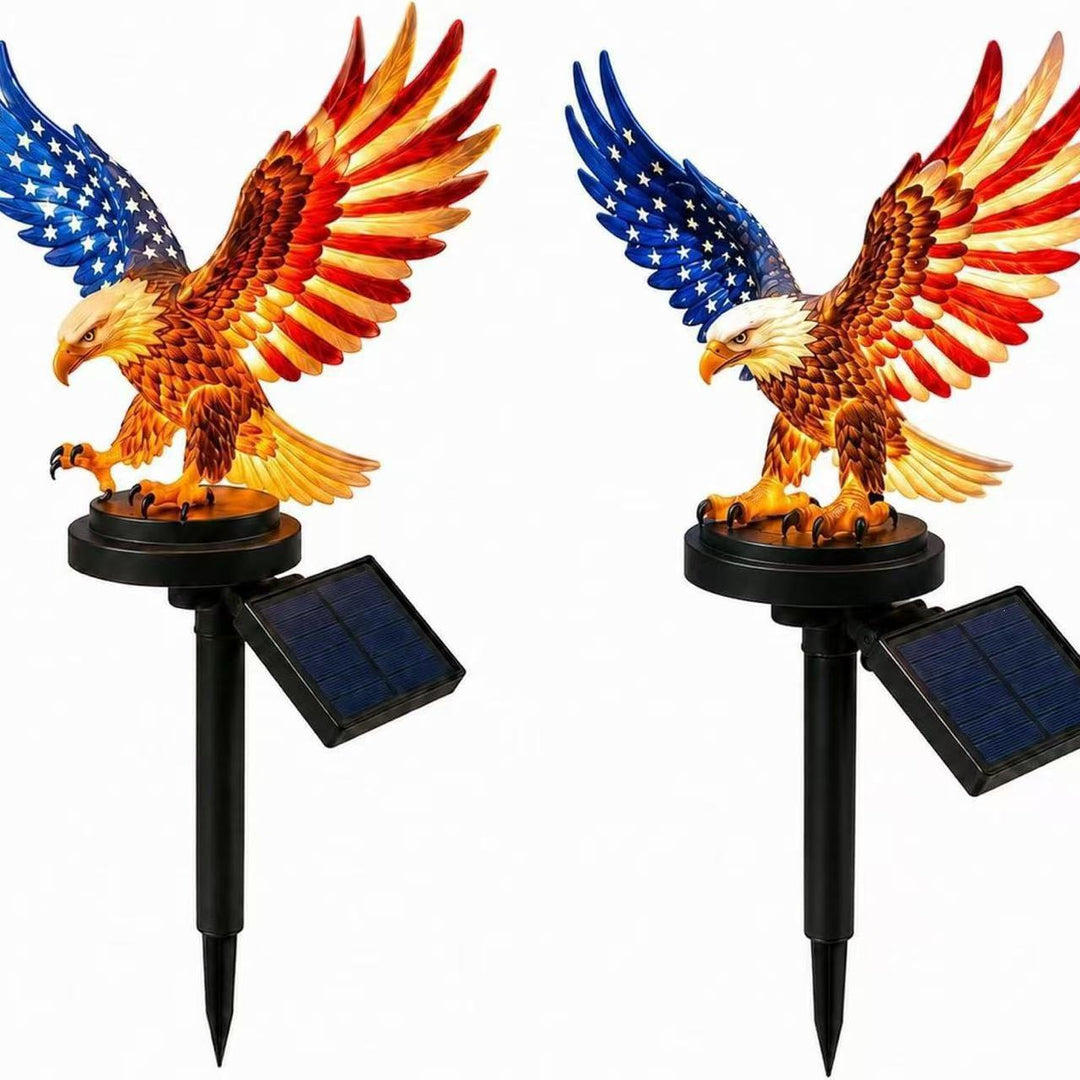 Patriotic Solar-Powered Illuminated Eagle Rooftop Statue Light Bowlift
