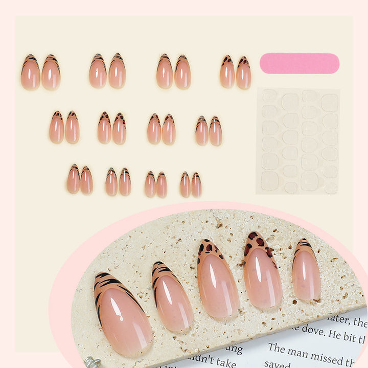 Artificial nail set with elegant leopard and ombre designs Bowlift