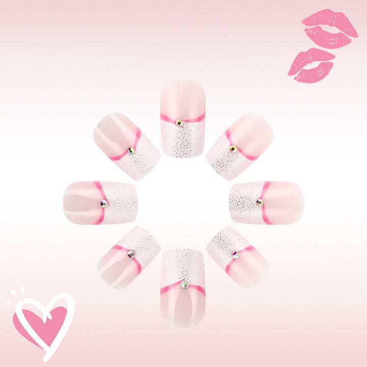 Decorative Crystal-Embellished Press-On Nail Art Bowlift