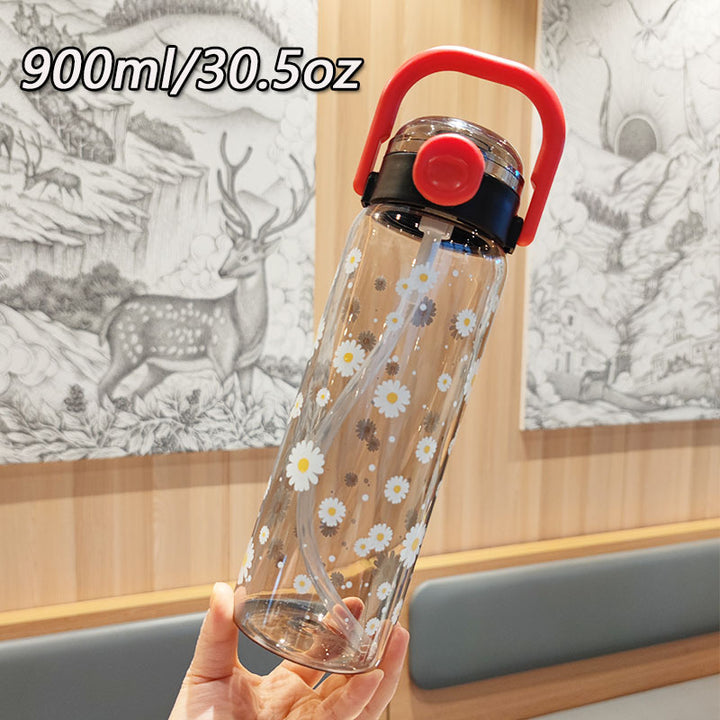 Women’s water bottle with leak-proof lid and integrated straw Bowlift
