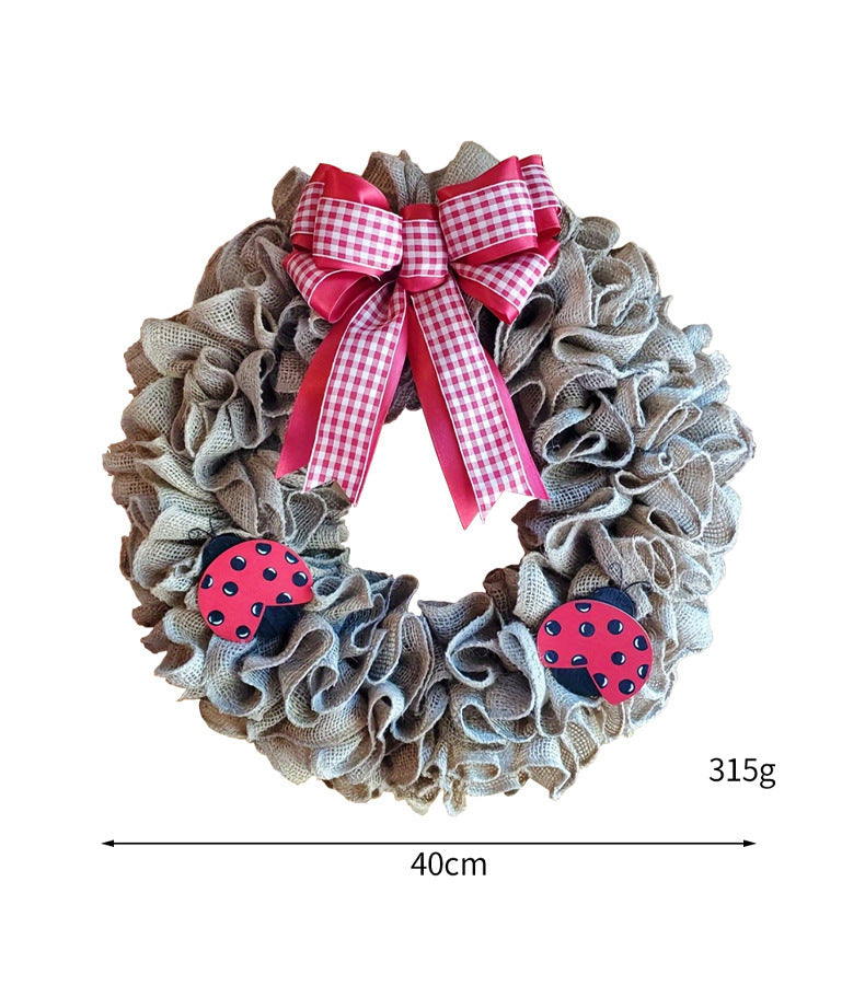 Unisex nan rustic burlap spring wreath with daisy ornament and gingham bow Bowlift