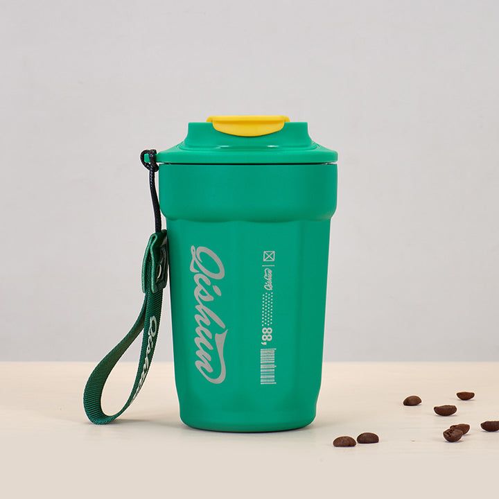 Ladies practical insulated drinking cup with carry strap Bowlift