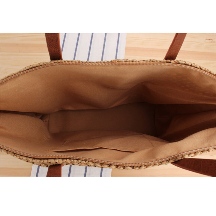 Elegant Bast handbag with leather handles Bowlift