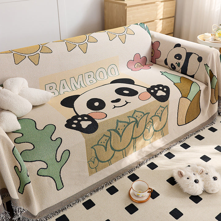 Playful Cartoon Print Sofa Throw Blanket