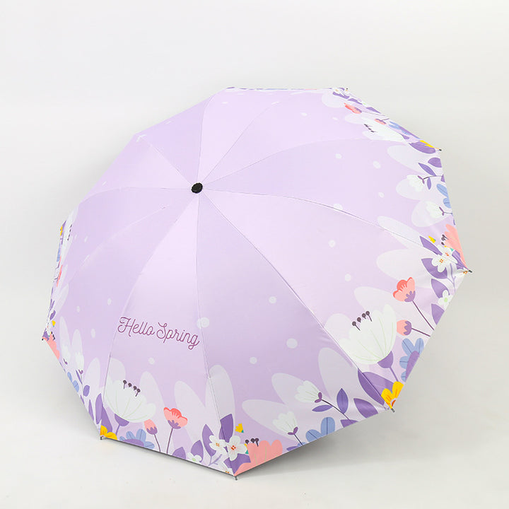 Women's Folding Umbrella with Floral Design Bowlift