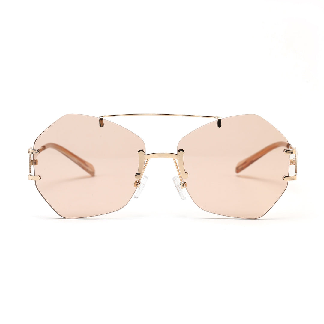 Women's fashionable octagonal sunglasses with delicate metal frame Bowlift