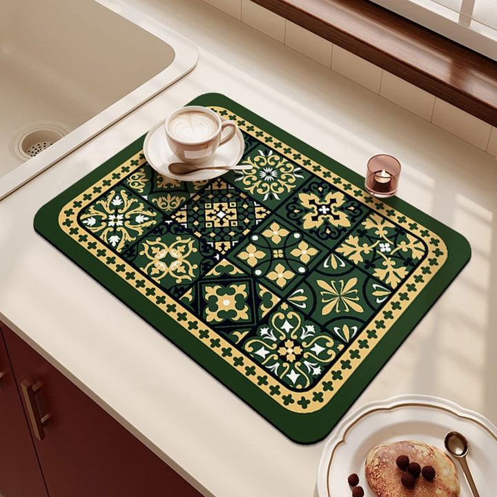 Decorative Absorbent Kitchen Sink Dish Drying Mat Bowlift
