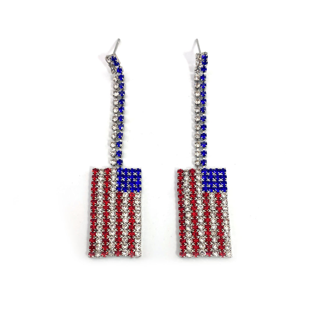 Women nano sparkling statement earrings with long rhinestone tassels Bowlift
