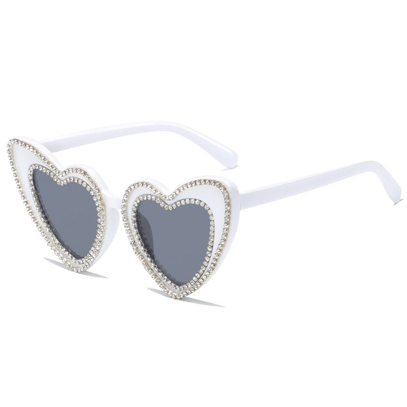 Women's Heart-Shaped Sunglasses with Glitter Accents Bowlift