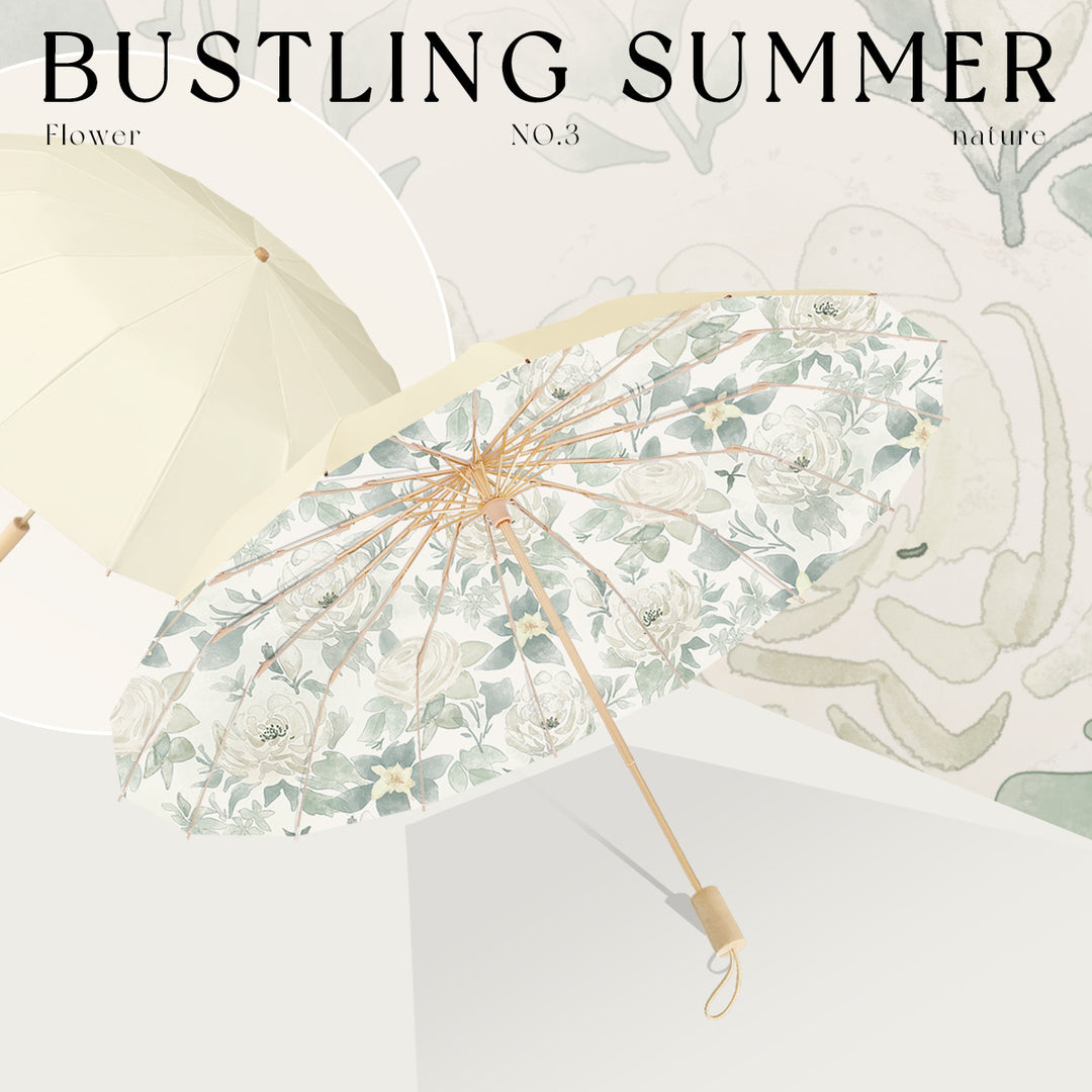 Ladies elegant and handy folding umbrella with floral design Bowlift