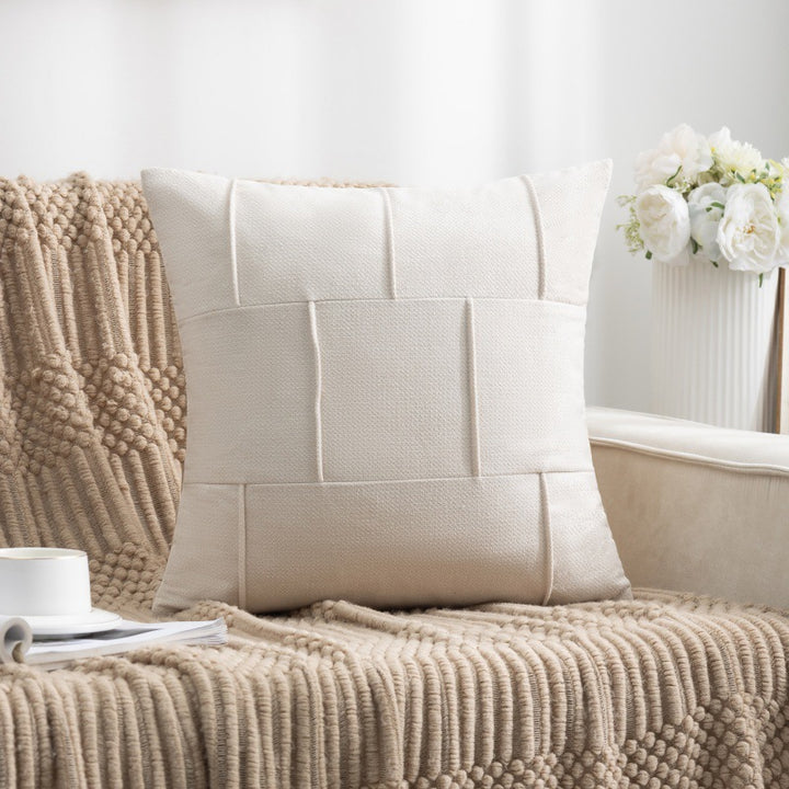 Square Textured Patchwork Throw Pillow Cover Bowlift