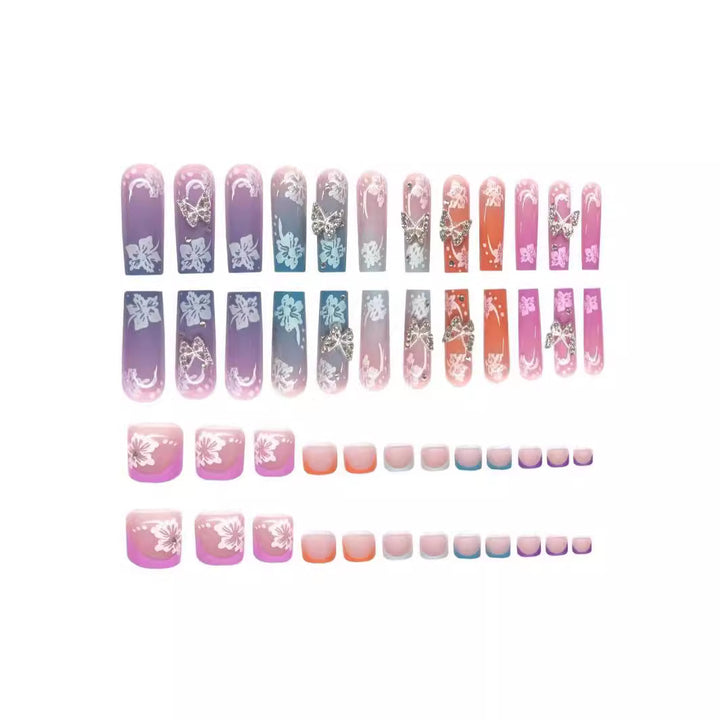 Premium Floral Acrylic Nail Extensions Bowlift