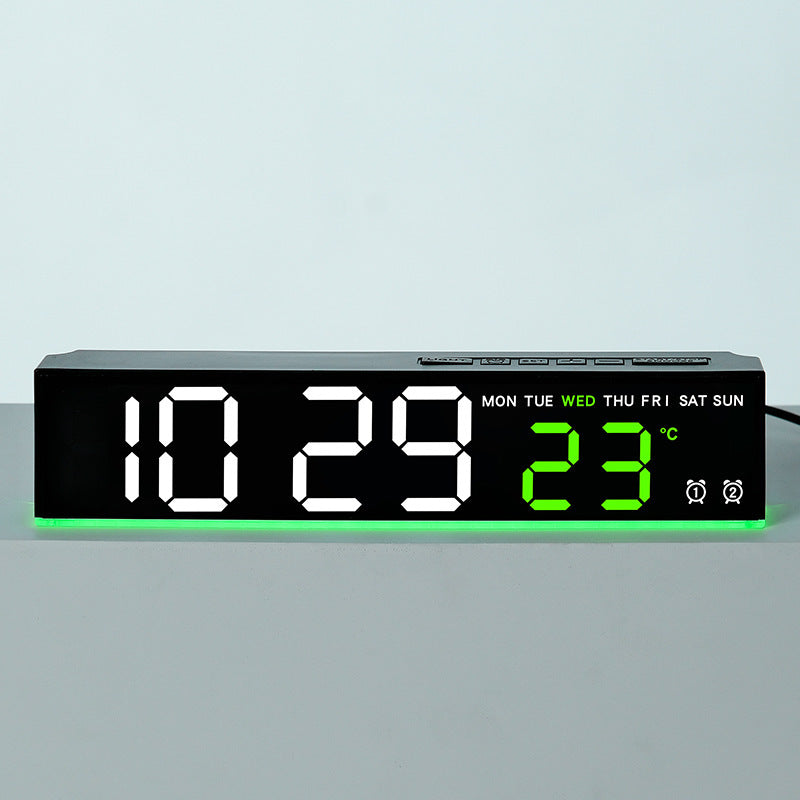 Digital wall clock with large LED digits and temperature display Bowlift