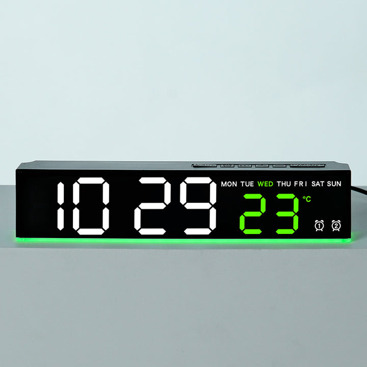Digital wall clock with large LED digits and temperature display Bowlift