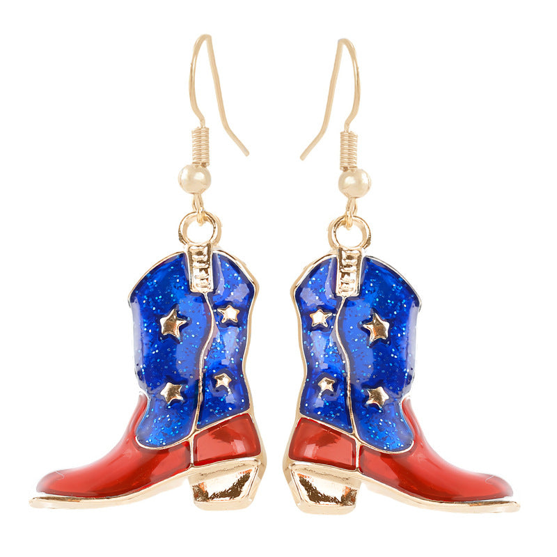 Women nan enamel horseshoe earrings with star motif and fishhook closure Bowlift