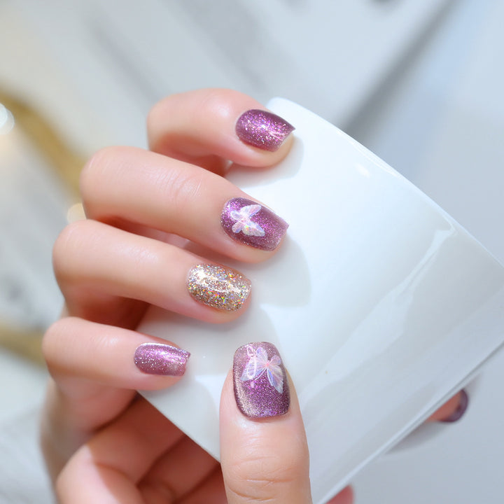 Glitter Butterfly Press-On Nail Set Bowlift