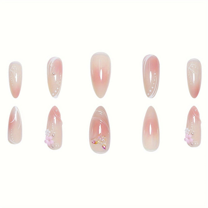 Artistic Infused Floral Press-On Nail Set Bowlift