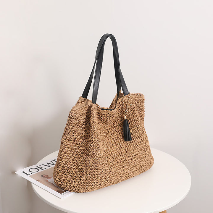 Durable basket bag with synthetic leather handle reinforcement Bowlift