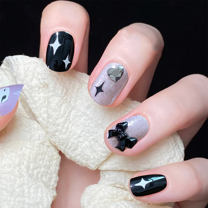 Artful Nail Extensions with Glamorous Accents Bowlift